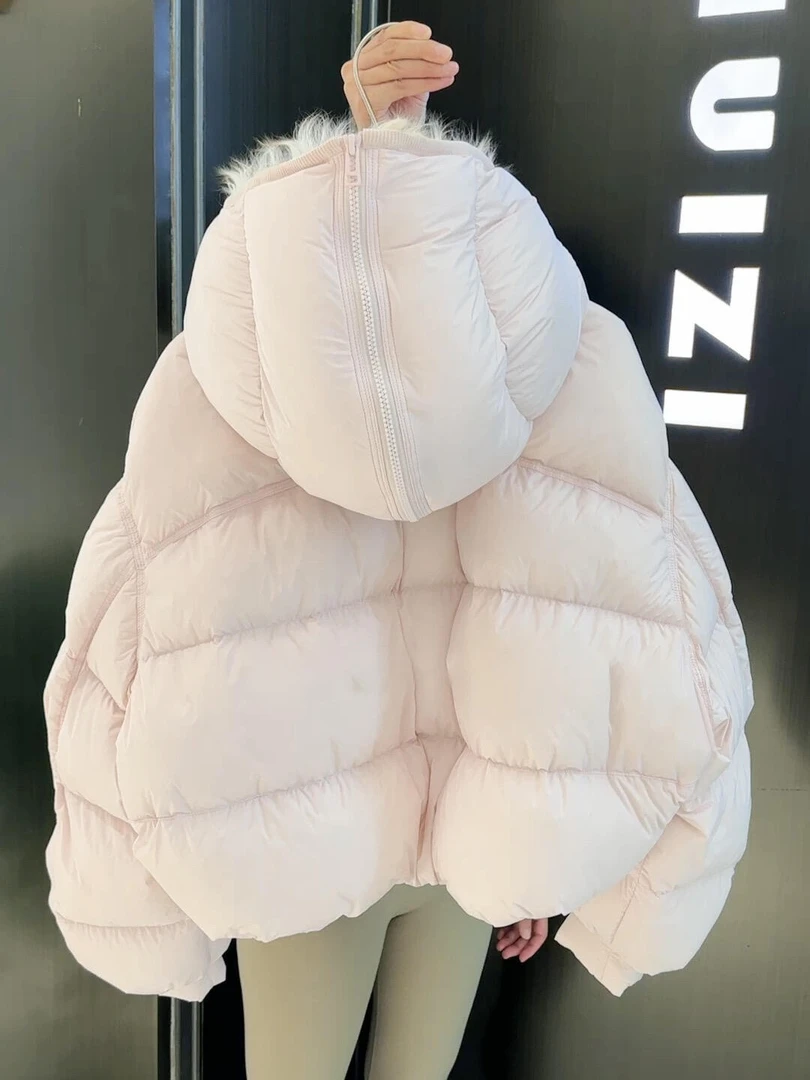 韩系连帽短款棉服女2025冬季新款小个子蓬松面包服加厚保暖外套