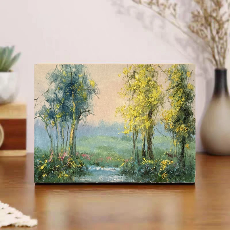 《林间溪语》20*30含内框,刘春建手绘油画装饰画,客厅背景墙挂画