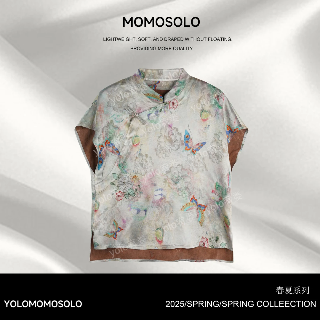 YOLO清仓专属•蓬莱仙境2.0•100人丝香云纱中式短袖上衣YM1985