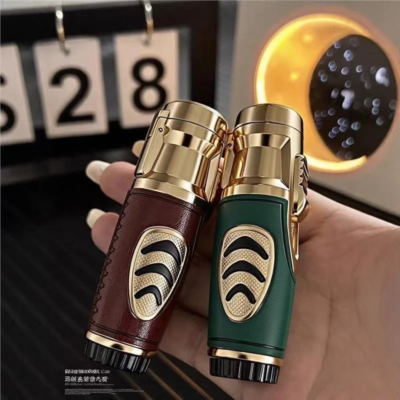 新款个性高档金属双直冲防风充气打火机创意小喷枪家用必备点烟器