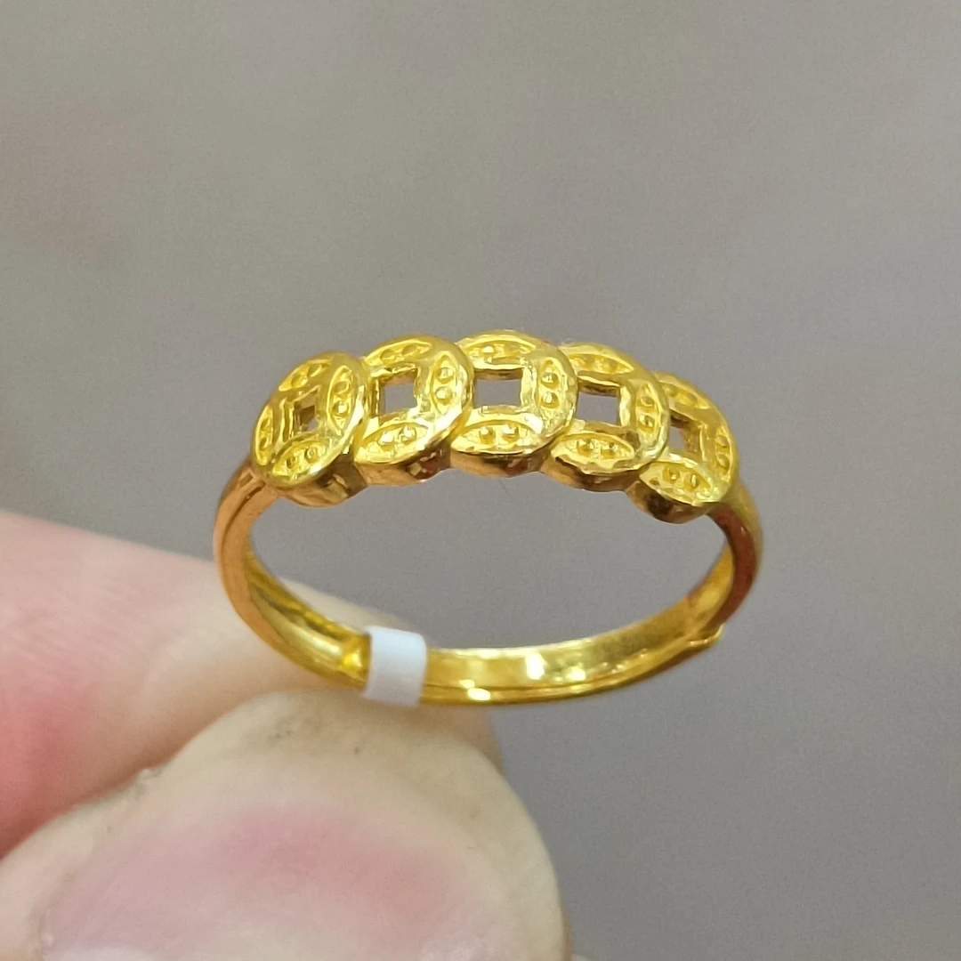 足金999黄金戒指女2.57克正品纯黄金钱币戒指活口真金五帝币女戒