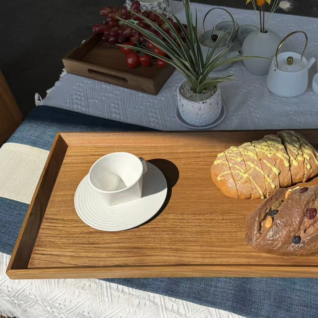 缅甸柚木 长方形简约家用柚木多功能茶盘水果盘 600*320*20