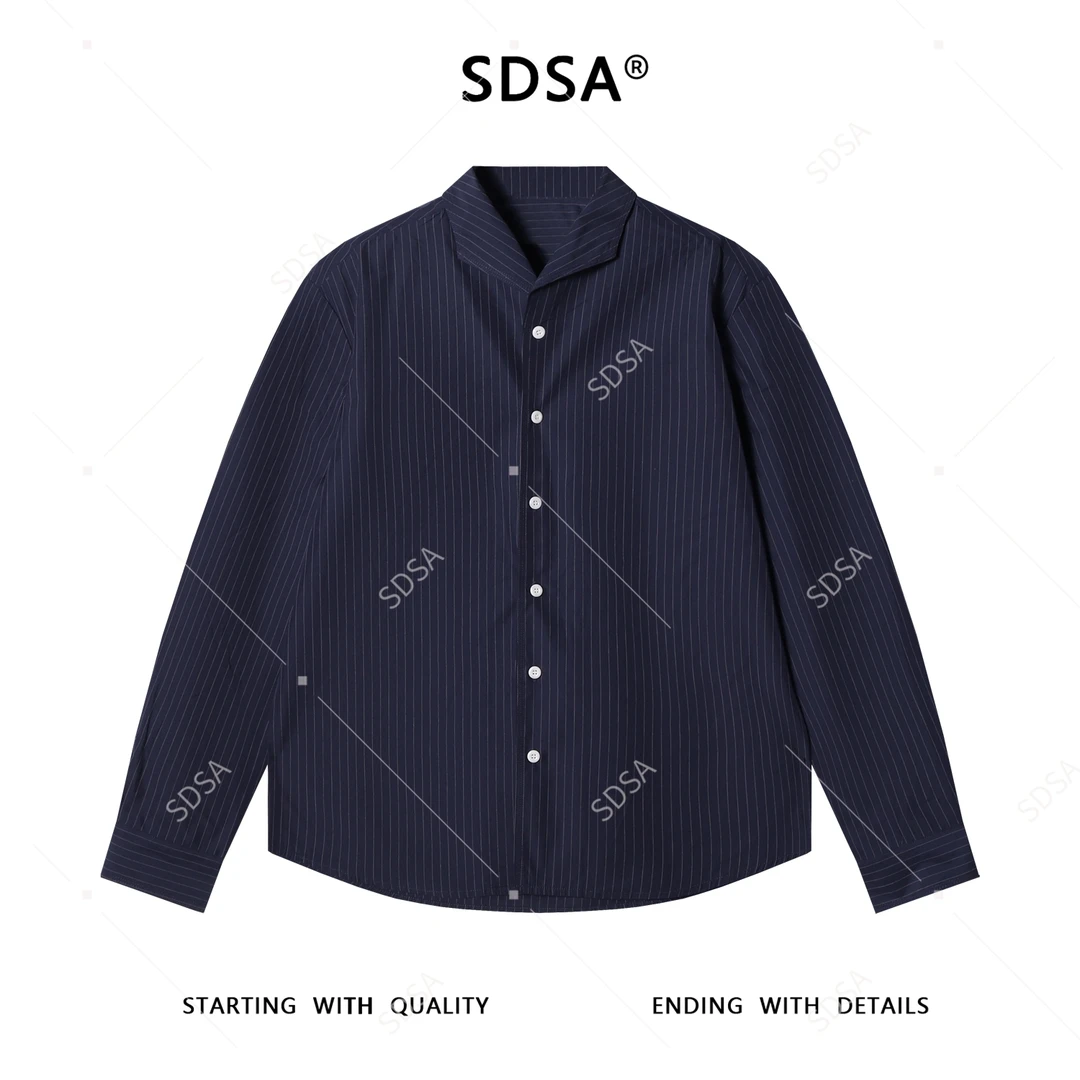 SDSA男士秋冬新款痞帅男装复古撞色竖纹长袖衬衫百搭商务时尚衬衣