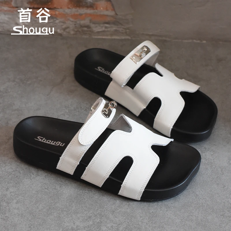 shougu/首谷2025夏季新款小众复古简约凉拖鞋女潮透气外穿沙滩拖