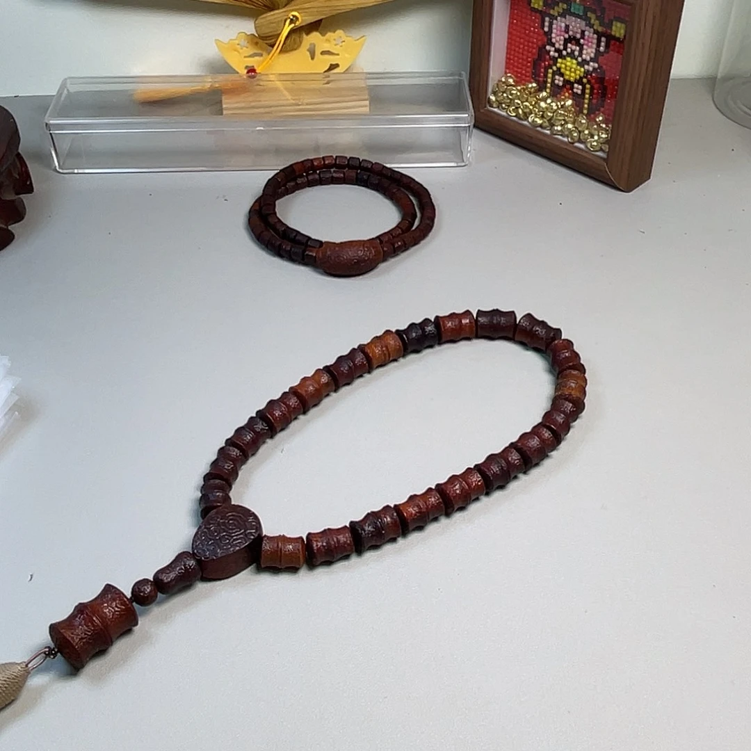 柏木（崖柏）太行崖柏黑油舍利手持竹节