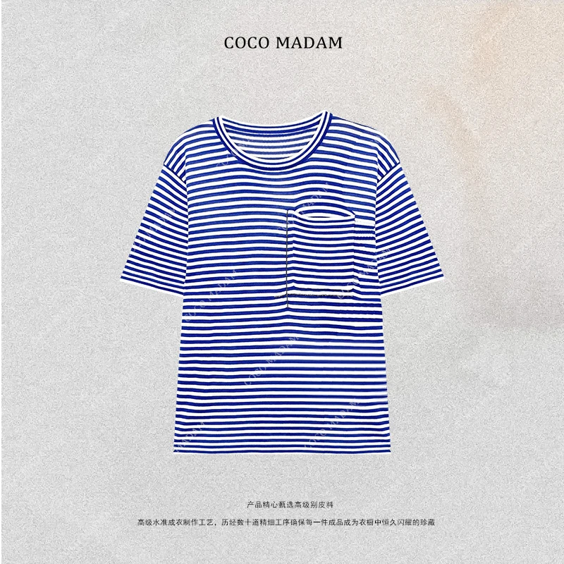 NIUNIU ·T-1060 条纹修身圆领短袖休闲减龄条纹T恤