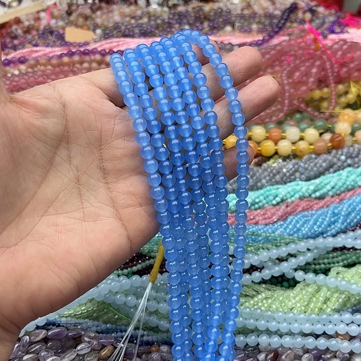 玛瑙/玉髓珠宝半成品未镶嵌一条6mm海蓝宝