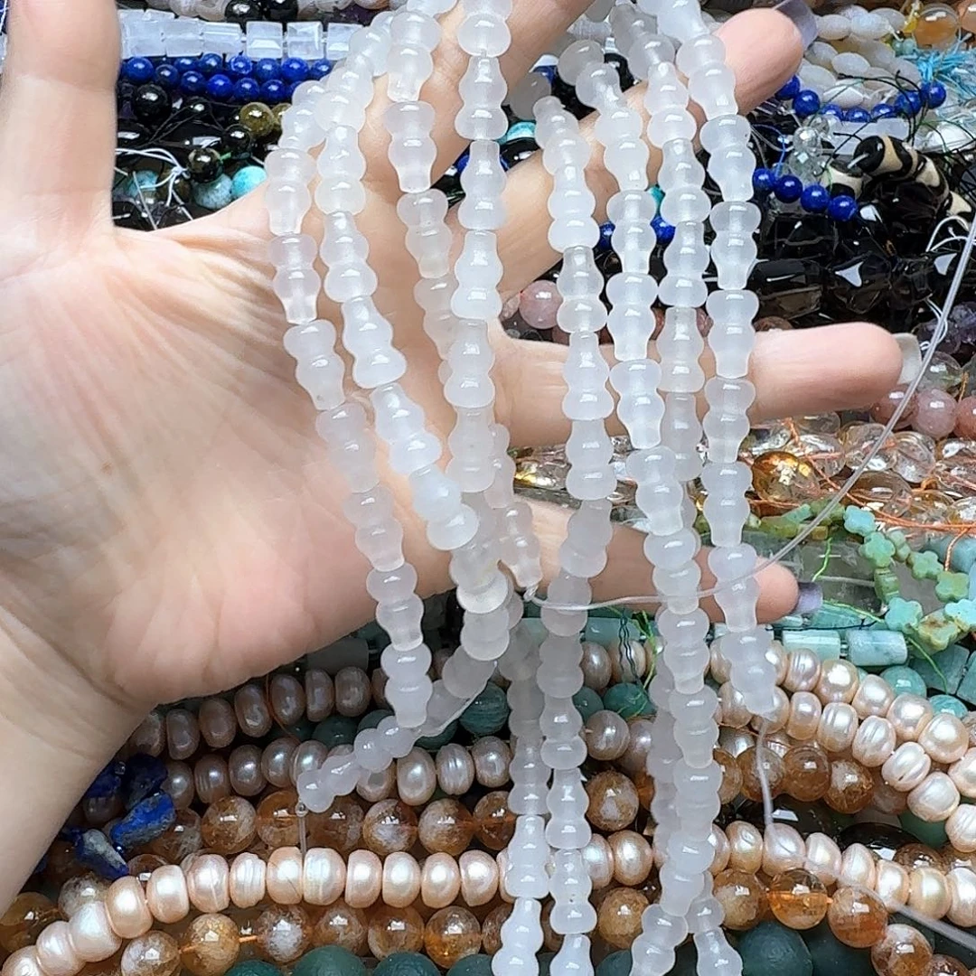 玛瑙/玉髓未镶嵌珠宝半成品一条7x14m白玉葫芦