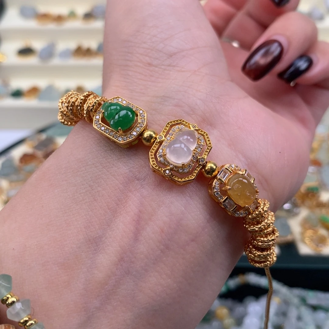 翡翠银S925镶嵌颈饰手链