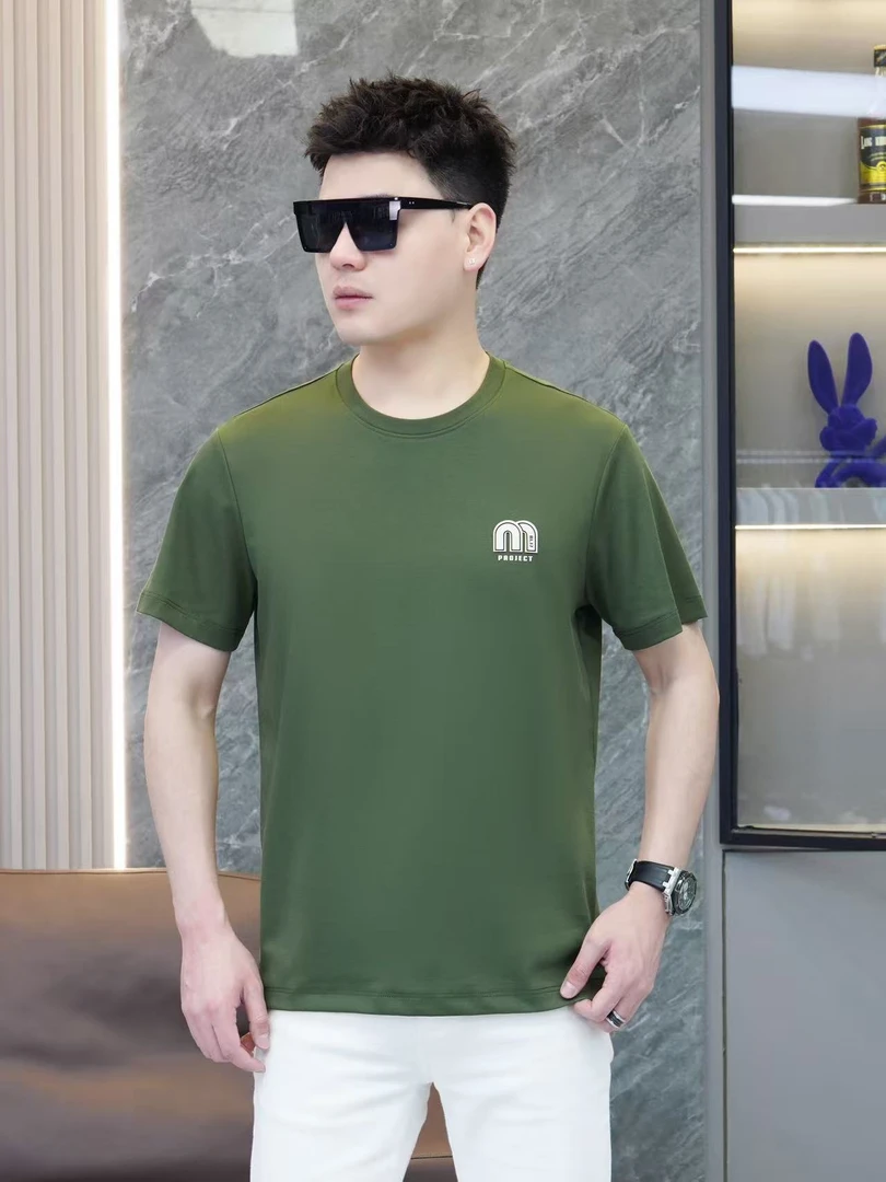 棉纯色印花圆领韩版上衣简约男士T恤夏季