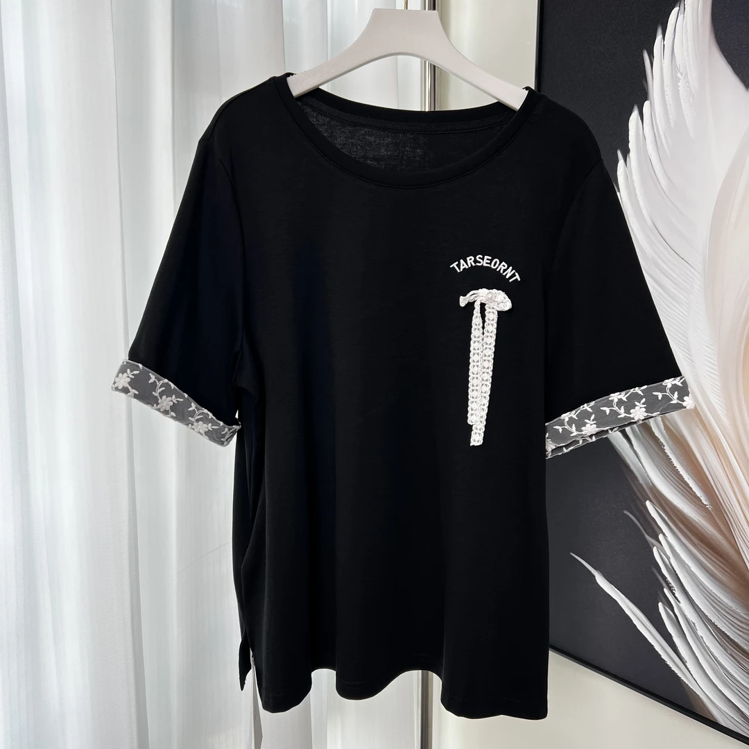 【流依涵】T夏季韩版时尚卷袖边T恤N0退NO换-68339