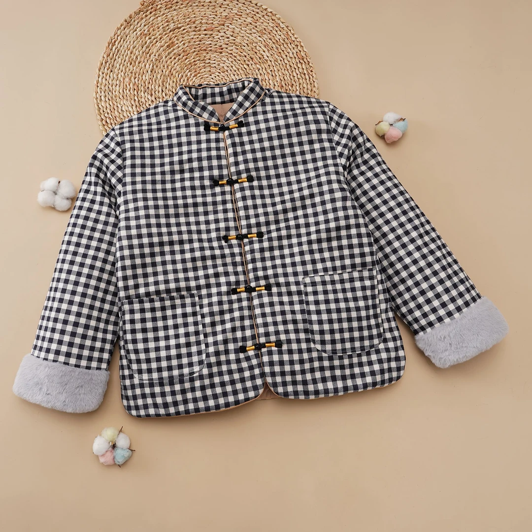 【新品】新疆长绒棉国风盘扣系列兔毛袖口拼接保暖纯棉里子加厚棉衣