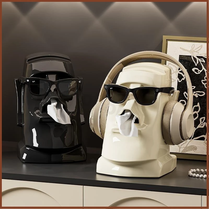 创意多功能纸巾盒客厅轻奢高档家用茶几桌面餐卓石像抽纸盒高级感