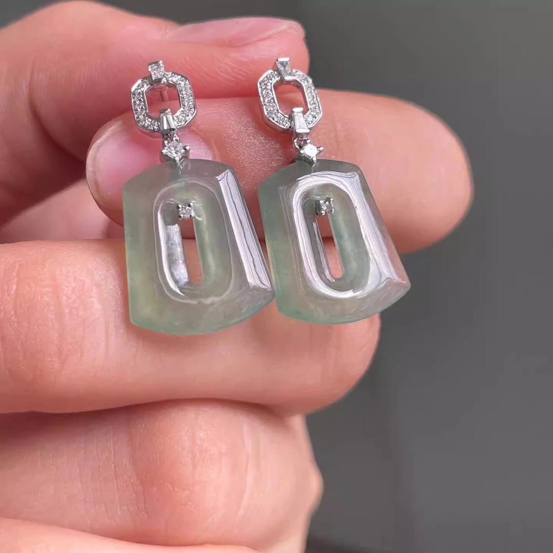 白金色平安扣耳环DIY材料配件可拆卸镀18k色耳坠甜甜圈DIY空托