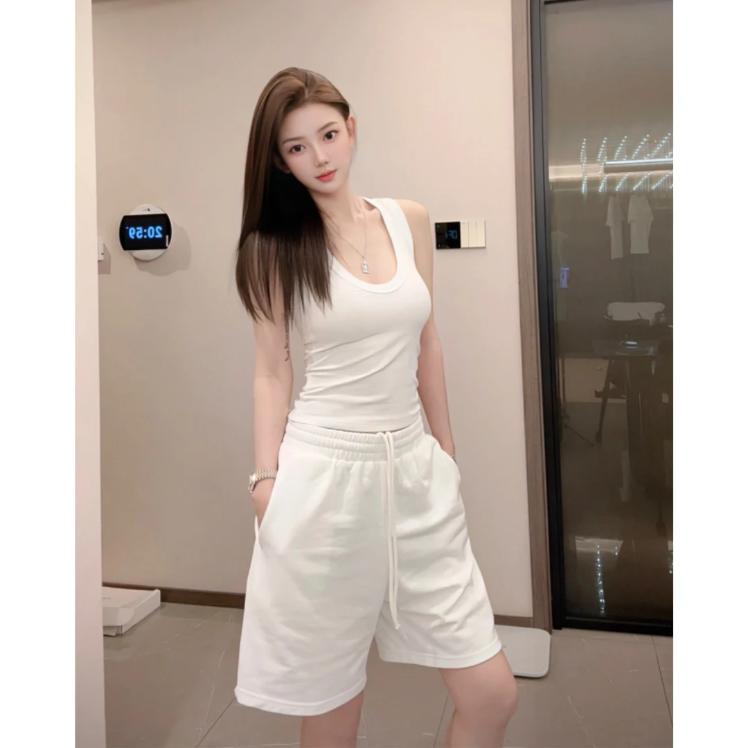 大圆圆 松弛宽松抽绳卫裤女夏季韩版薄款显瘦休闲运动短裤