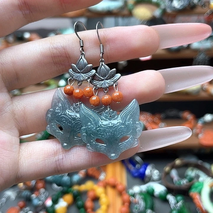 翡翠未镶嵌耳饰饰品