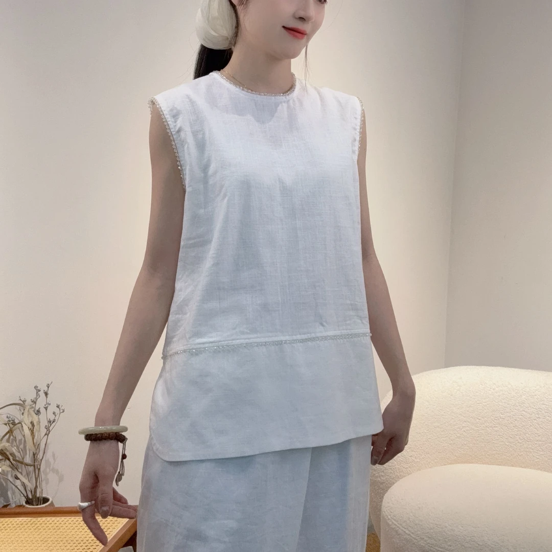 IXIAN女装-休闲风时尚休闲运动纯色时尚圆领背心宽松百搭简约女装