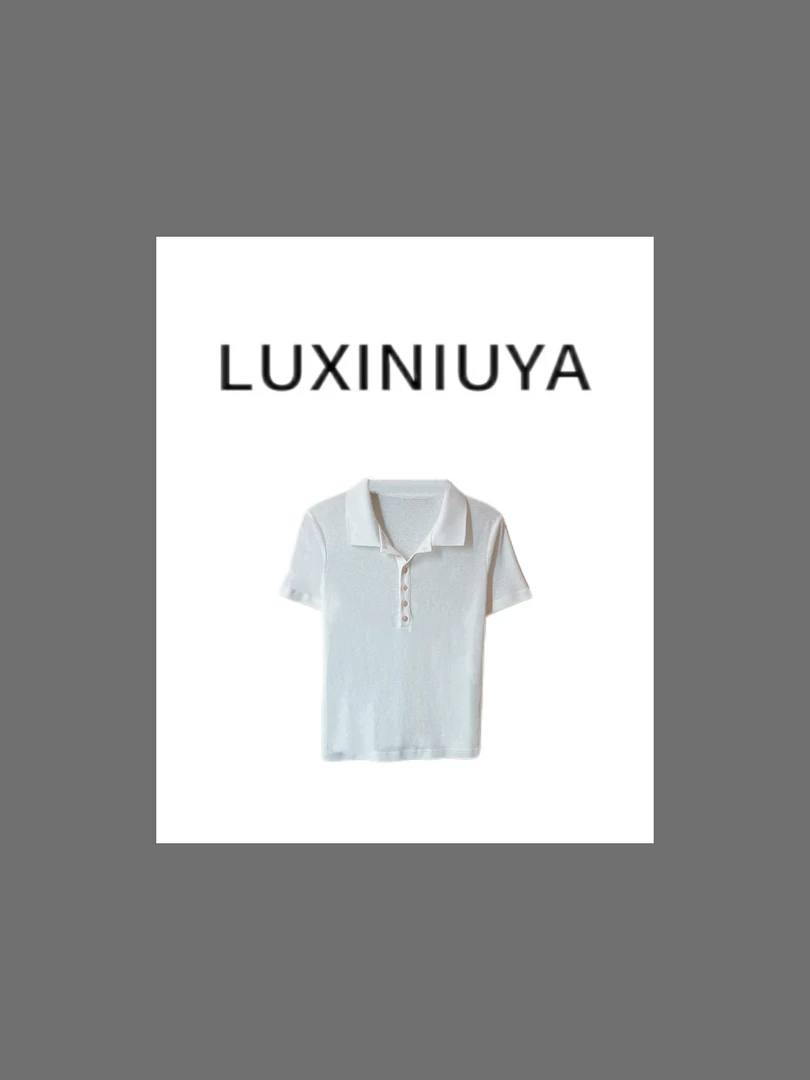 【LUXINIUYA】夏季新款刺绣莱赛尔亚麻柔软POLO领T恤#CX3429