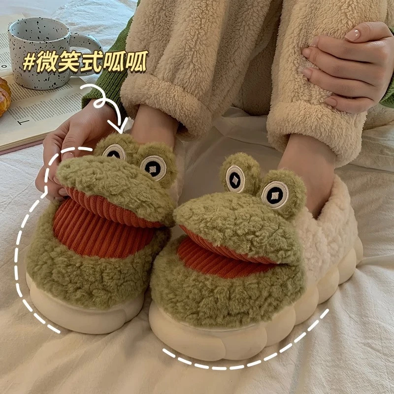 卡通情侣棉拖鞋秋冬家居保暖加绒加厚软底毛毛绒女士男士款