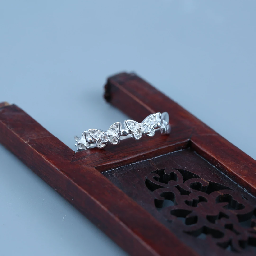 925银戒指 民族风时尚蝴蝶银色素款戒指