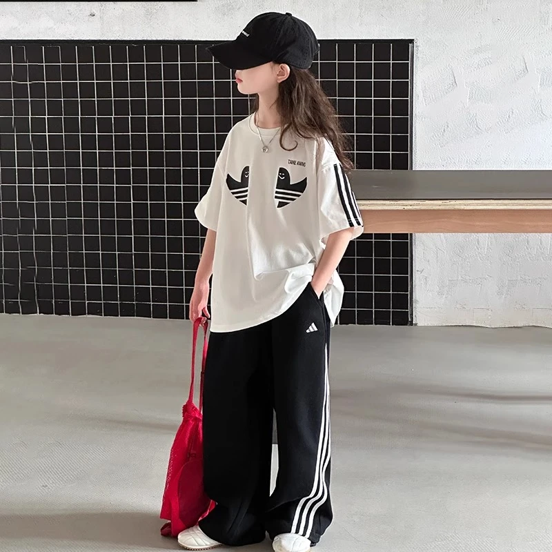 女童夏装宽松休闲套装2025新款中大童洋气运动服儿童装潮酷两件套