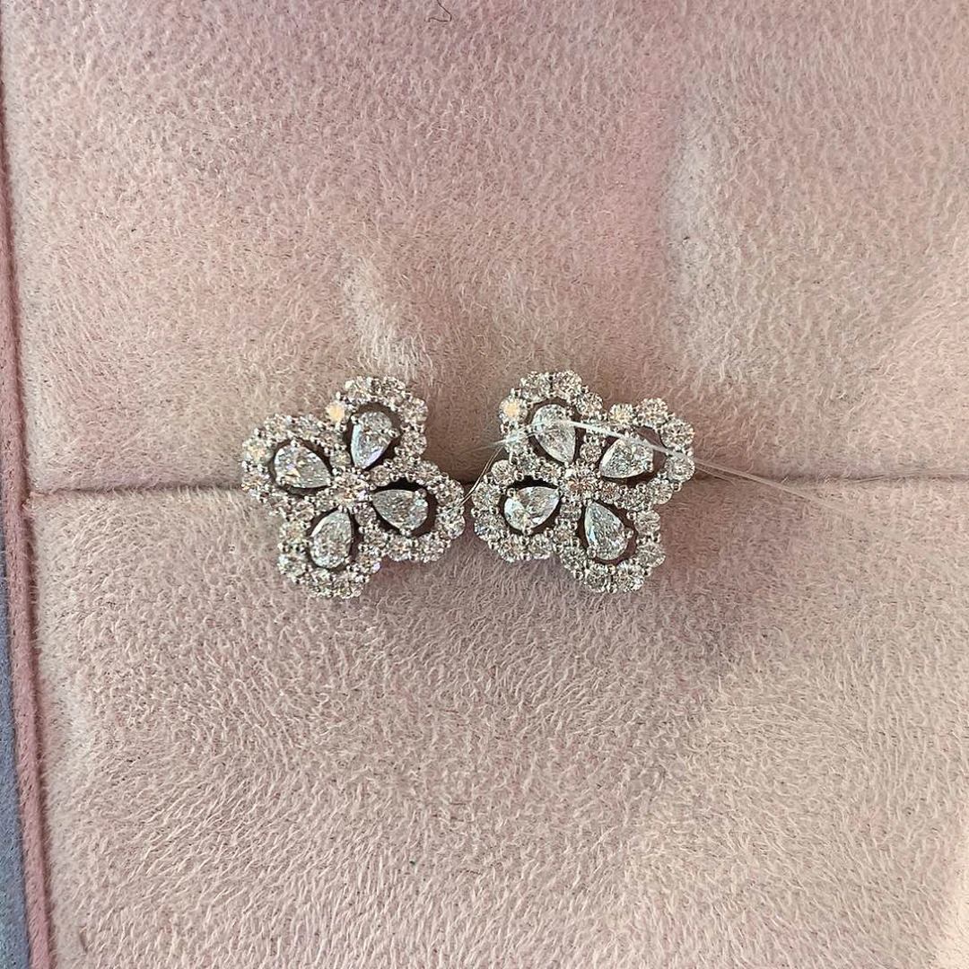 实验室培育钻石铂Pt950镶嵌loop耳钉