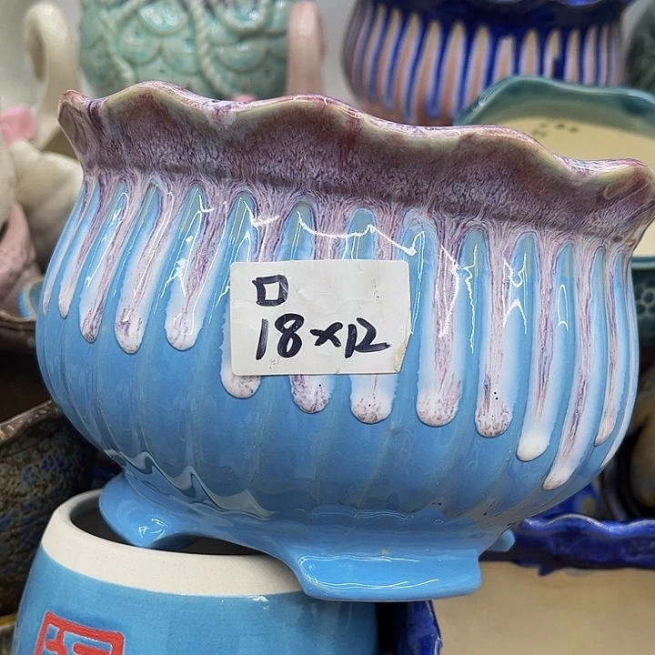 多肉绿植陶瓷花盆9.9包邮，有孔