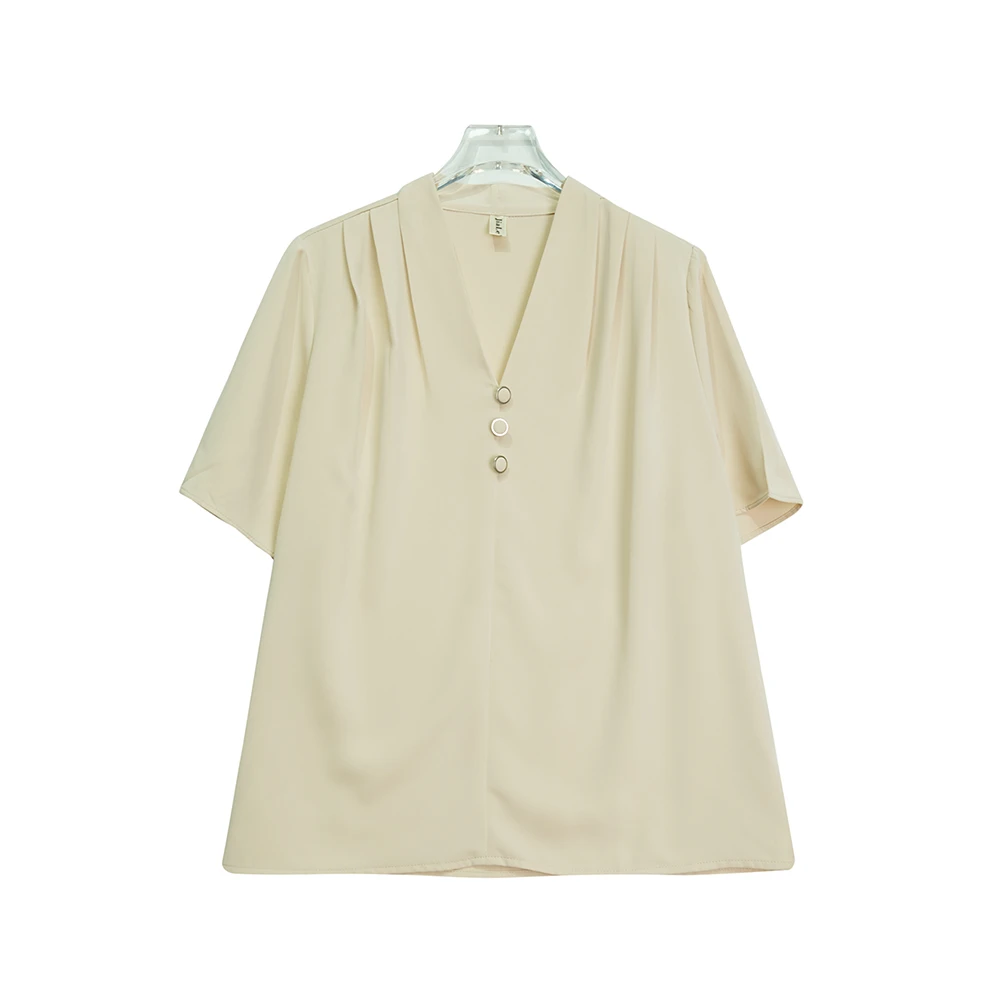 E88061【新款】时尚设计感小众甜美杏色衬衫