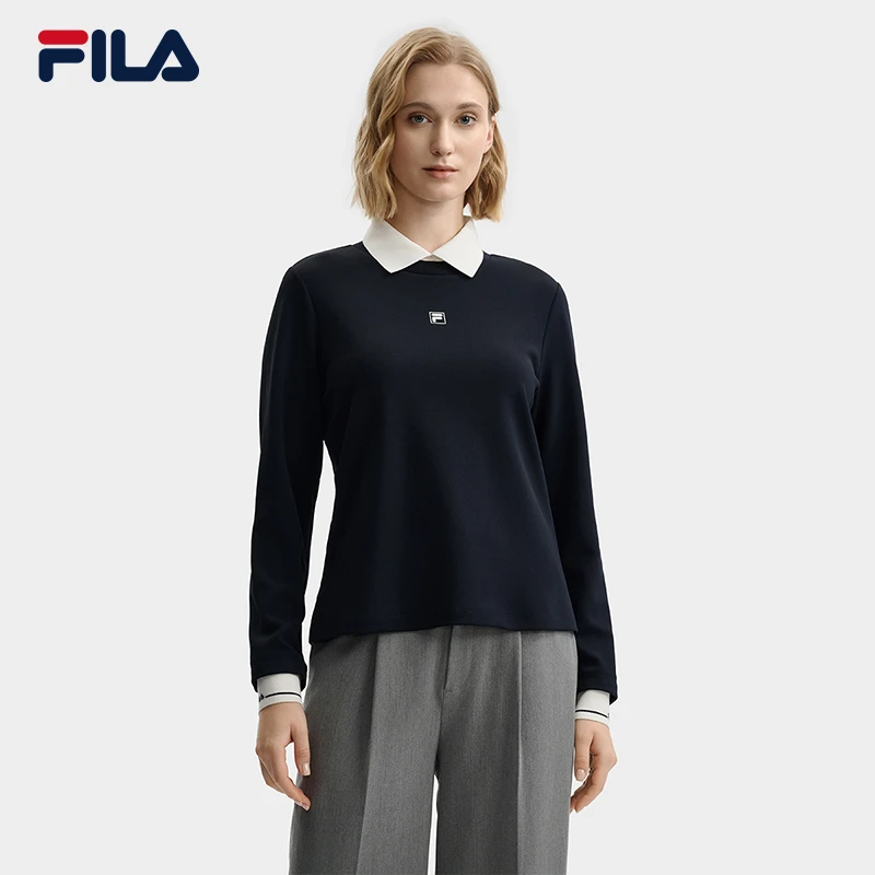 【简约时尚休闲百搭】FILA/斐乐女款初秋新款圆领宽松针织长袖上衣
