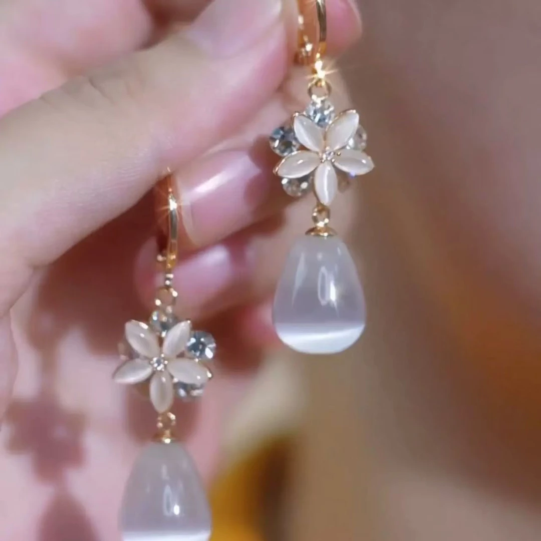 铜合金耳饰 女耳钩耳环水滴简约琉高情一养耳洞法式