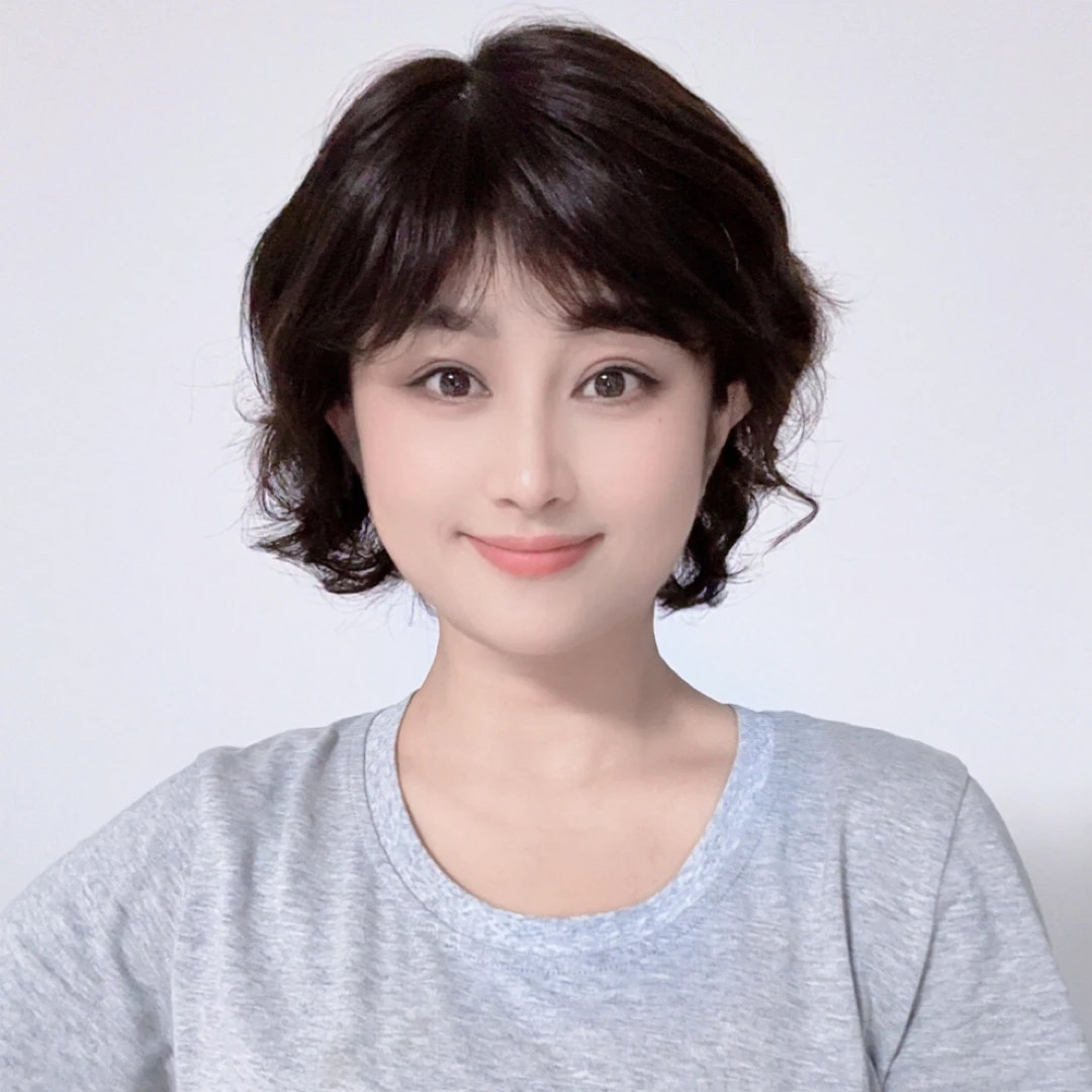 假发全真发短款女士发套微卷(约22厘米)