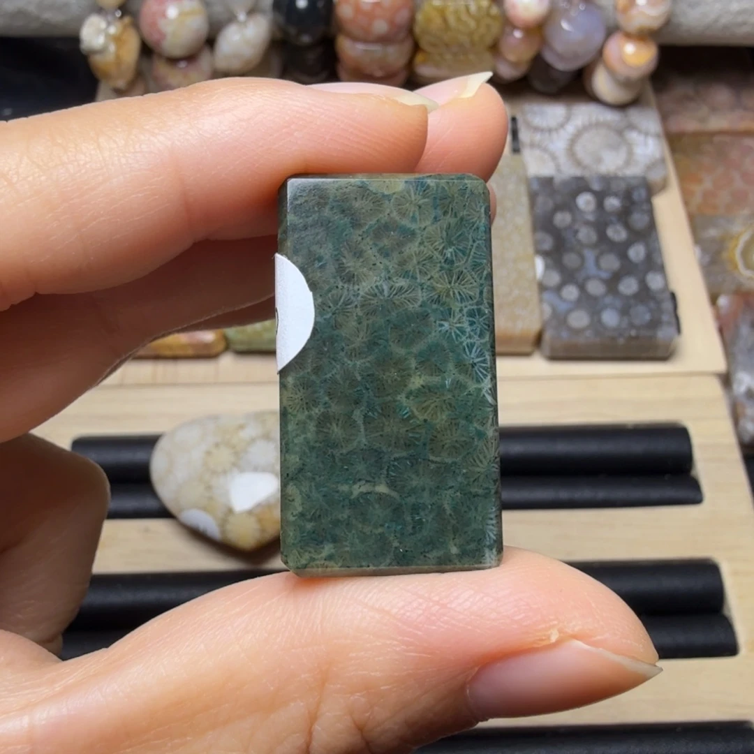 硅化玉未镶嵌保真 蓝绿色，微骨骼