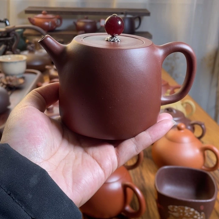 茶壶紫砂半手工紫泥汉铎260cc，