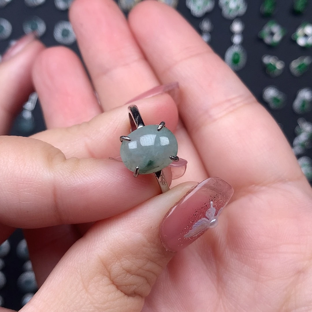 翡翠银S925镶嵌耳饰