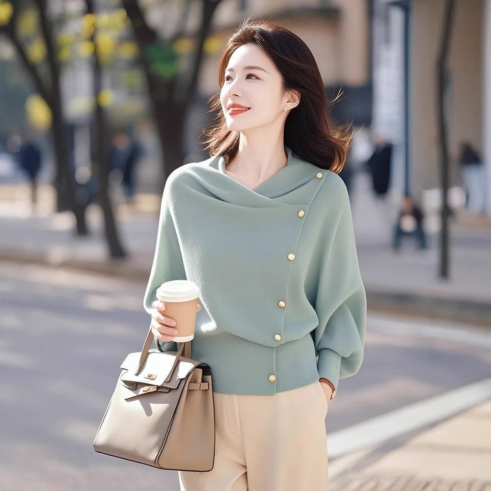 独特别致针织衫女2025春装新款小众不撞款韩系设计感洋气长袖上衣