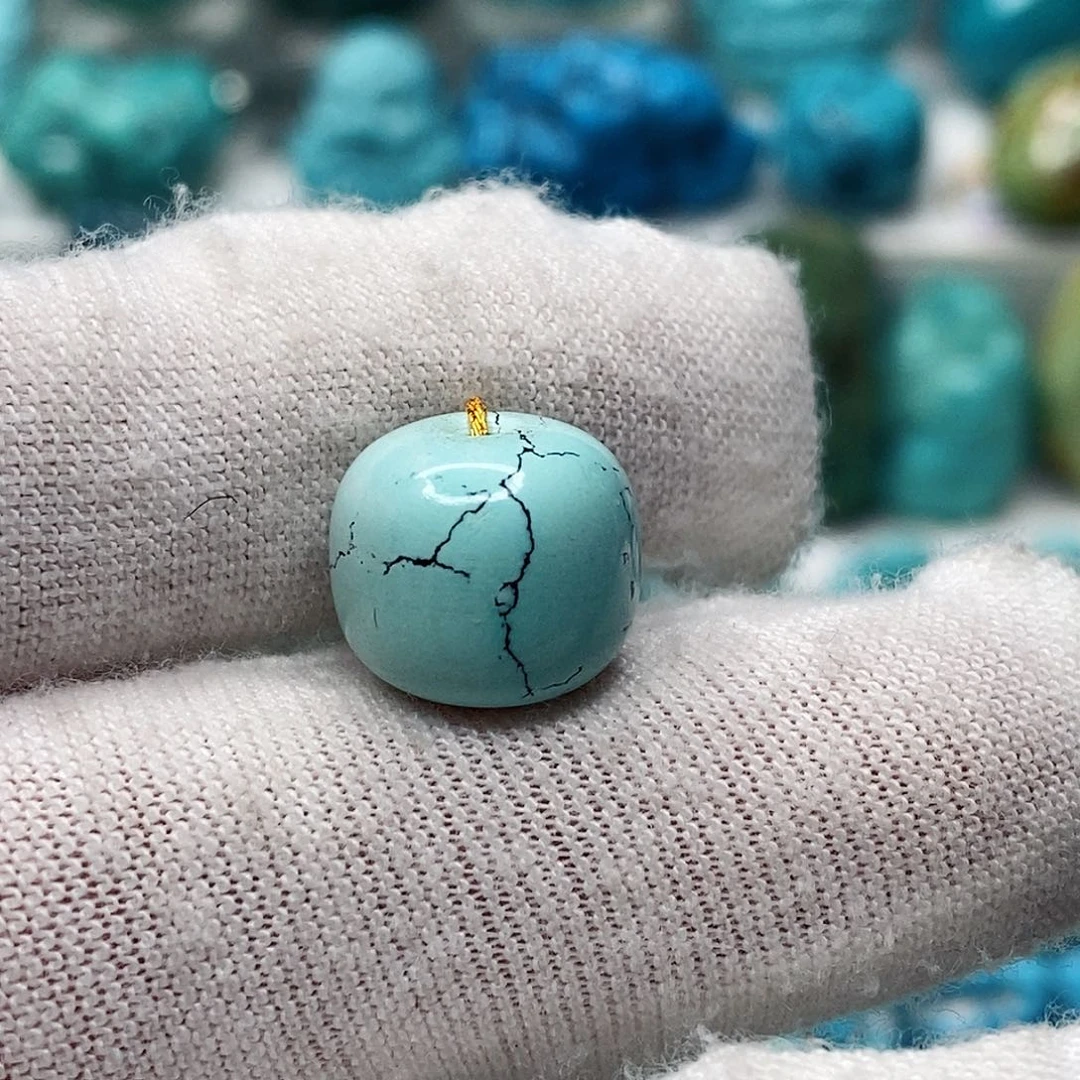 绿松石未镶嵌天然原矿 地大质检12.2mm