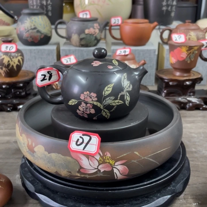 建水紫陶凭*意刻填西施