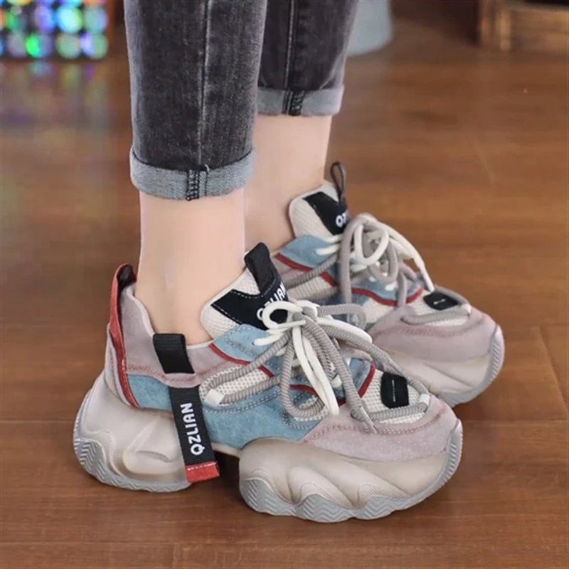 2024新款老爹鞋时尚百搭洋气高跟春秋款休闲运动内增高厚底学生女