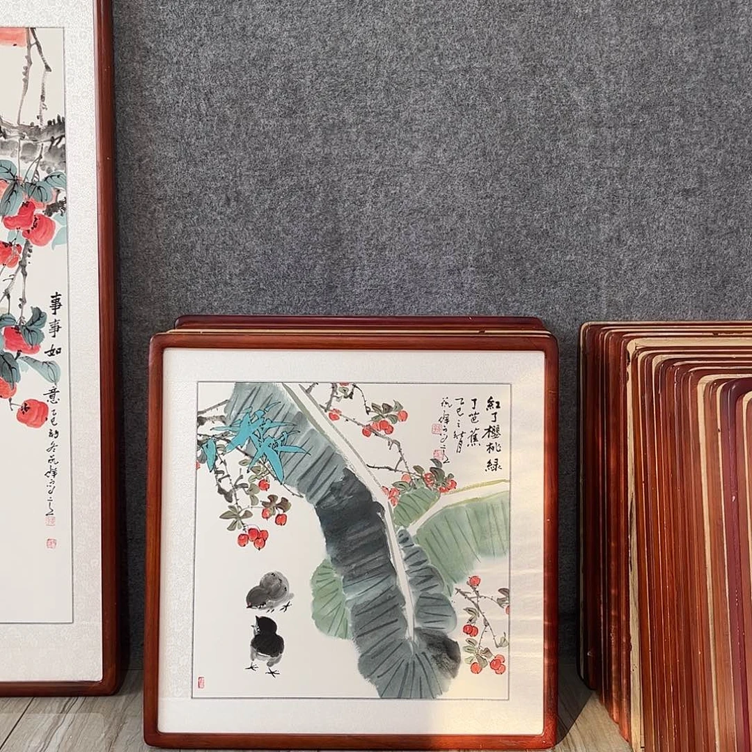 国画书画作品带框63×63