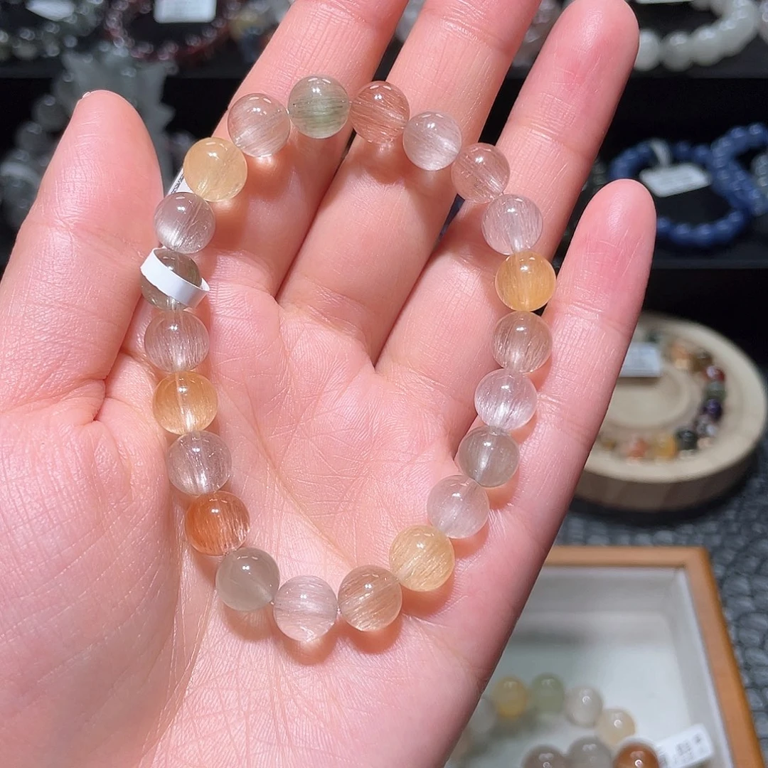 水晶手链未镶嵌兔毛手链，晶体通透