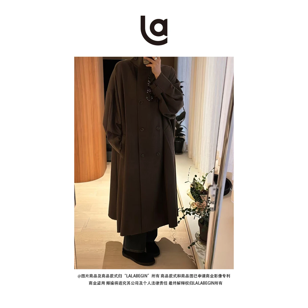 “玛奇朵”初剪软羊毛须边风衣外套
