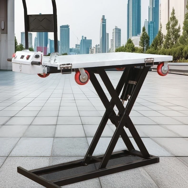 电动新款雷克车升降式平板车随车升降剪刀搬运可移动升降台雷克车