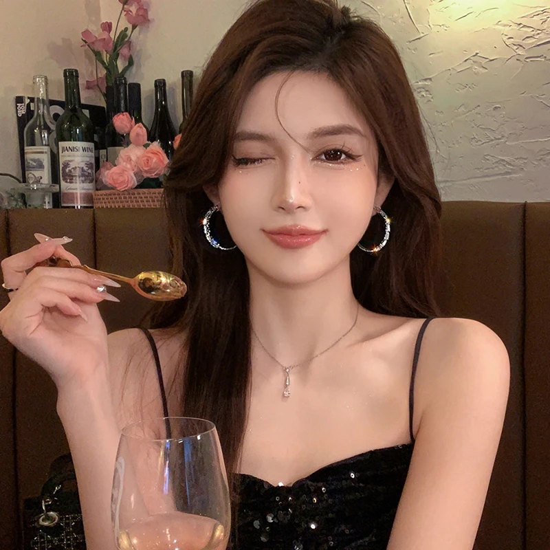 铜合金耳饰 A-93甜酷girl~轻奢圈圈耳环潮冷淡风耳钉夸张大耳圈女