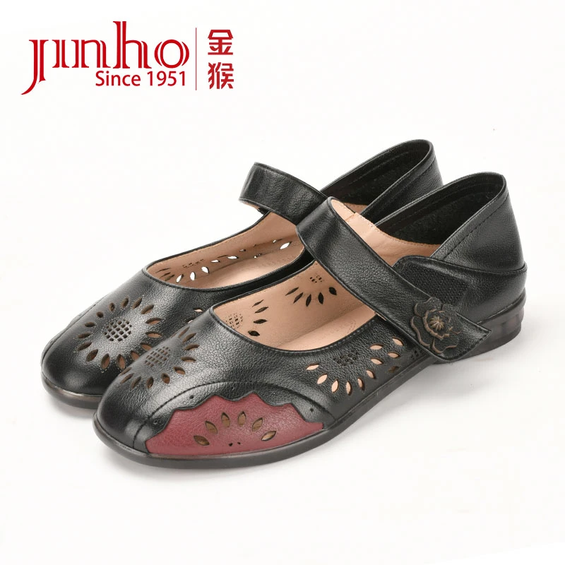 Jinho/金猴[微瑕，介意勿拍】镂空女中老年软底洞洞鞋单鞋780091A