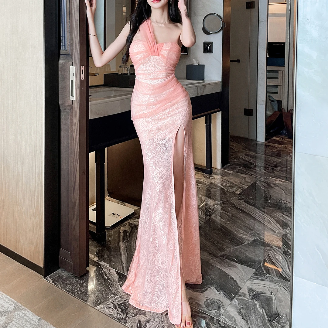 辣妹无袖抹胸连衣裙夜场酒吧修身裙子度假收腰拖地包臀女长裙气质