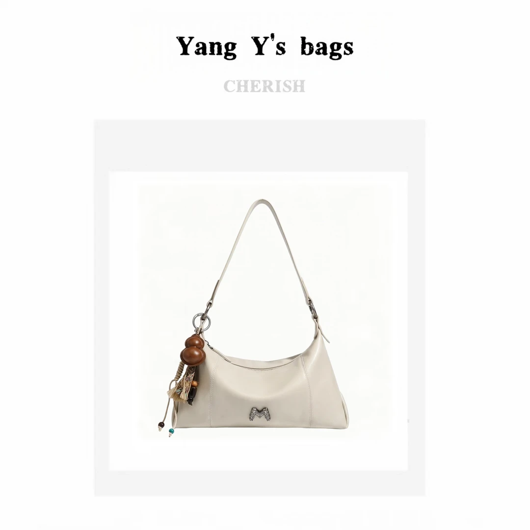 【Yang Y's bags】时尚百搭单肩女士腋下斜挎包通勤用89001余墨白
