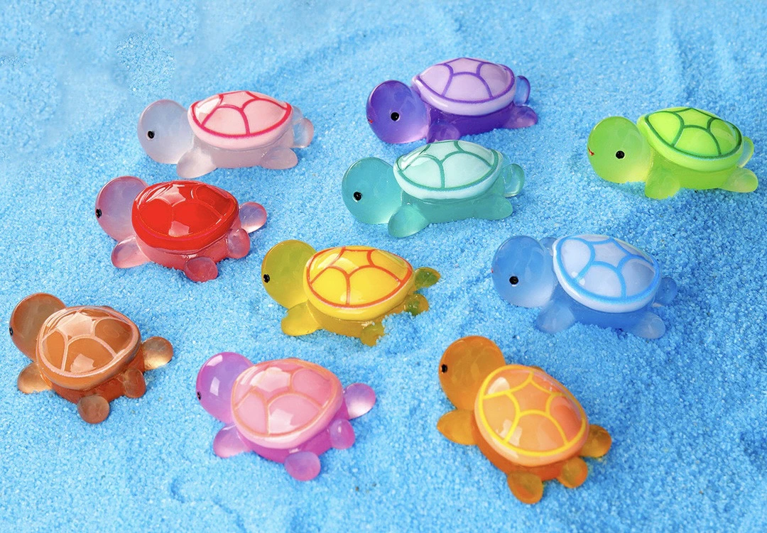 【复制拆】双只踩点树脂夜光创意小乌龟DIY创意摆件