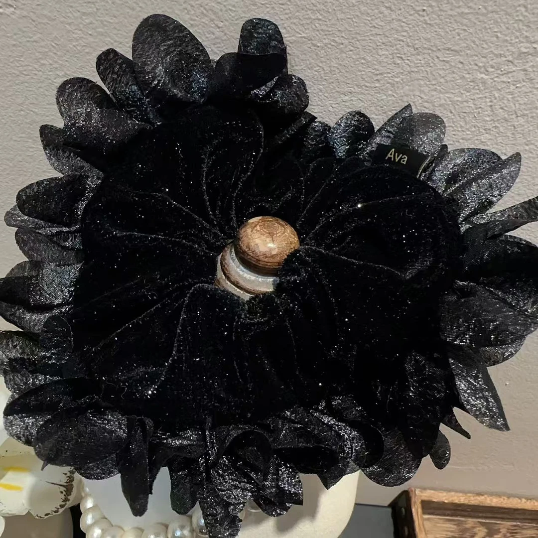 韩国love细闪丝绒花瓣发圈T9560