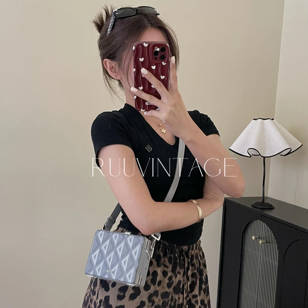 95新 DIOR/迪奥 Diamond图案硬盒子单肩斜挎包 6106