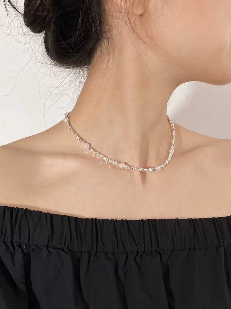 碎银子满天星夏天气质时尚百搭项链锁骨链足银999-A054